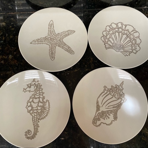Sur La Table seaside collection beach themed cocktail or dessert plates. EUC - Picture 2 of 8